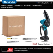 전동톱 Kamolee-브러시리스 전기 체인톱 24V 6/8 인치 미니 전기톱 나무 커터 마끼다 18V 배터리용 가지 치기 정원 전동 공구, 4.8inch No Battery - EU