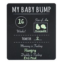 Pregnancy Timeline Chalkboard Sign. “My Baby Bump” Photo Prop Board Black w/White Print and Round C, 1