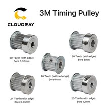 CO2 레이저 절삭기 부품 Cloudray co2 금속 동기식 htd 3m 기어 풀리 6.35812mm diy co2 조각 절단기, 24개의 치아 6.35, 가장자리로