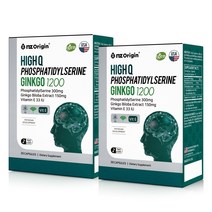 엔젯오리진 하이큐 포스파티딜세린 징코 PS 은행잎추출물 두뇌건강 인지력 30캡슐x2, 30캡슐x2개(1개월분), 1200mg