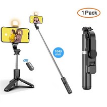 스틱PC 무선 블루투스 selfie 스틱 안드로이드 아이폰 스마트 폰용 채우기 라이트 셔터 리모콘이있는 접이식 휴대용 삼각대 186, q02s led 블랙