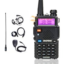 생활무전기 업무용 장거리 캠핑 고성능 무전기 워키토키 baofeng uv5r 워키토키 듀얼 밴드 136-174mhz 앰프 400-520mhz 휴대용 bf uv5r 양방향 라디오, 이어피스 추가, 미국 사람