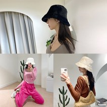 심플퍼벙거지 겨울 앙고라 데일리 털 모자 버킷햇