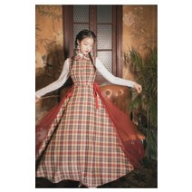 개화기 경성 스타일 사진 광고촬영 원피스 춘추 프렌치 체크 나시 점프수트