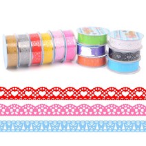 SDP298215컬러 DIY 마스킹 테이프 X12개 (랜덤) 레이스 디자인 칼라테이프 멀티테이프 칼라레이스테잎 DIY포장 레이