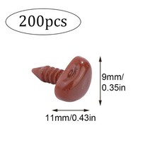 펠트공예 양모 펠트 diy 태교 바느질 Nonvor 200pcs 삼각형 코 플라스틱 안전 코 인형 동물 코 felting 도구 곰 인형 장난감 액세서리 59, 갈색-9x11mm