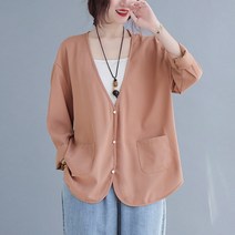 체인지쉬 (change she) 가을 여성 오버핏 오픈 브이넥 가디건
