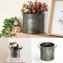 빈티지 철제 양손 바스켓 양철통 철바구니 손잡이바구니 철제양동이 양철양동이 양철통 양철바스켓 양철바구니