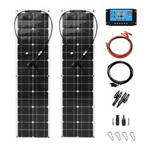 휴대용 캠핑 소형 발전기 고효율 태양광 패널 키트 100w 12v(2x50 와트) 유연한 단결정 태양광 패널 모듈 태양광 발전, 100w 키트 흰색