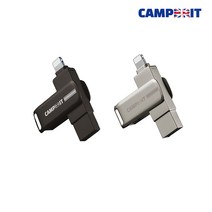 캠브리트 모던 CU350 아이폰 8핀 USB메모리 OTG USB3.0 64G+C타입 젠더, 다크그레이