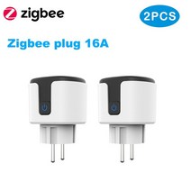 보안 부속 부품 tuya smart zigbee 플러그 16a20a eu 콘센트 3680w 전력계 Alexa 및 tuya 허브와 호환 가능, zigbee plug 2pcs1