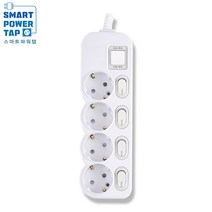 에코파워탭 국산 LED 개별 멀티탭 4구 EPM-L304SS 안전커버, 3.5m, 2개입