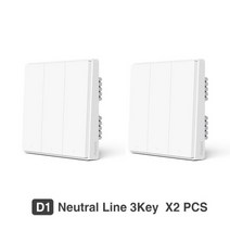 아카라 무선 스마트 스위치 홈 조명 제어 미홈 앱 지원 단일 파이어 와이어 지그비 벽 D1, D1 Neutral 3key X2, CHINA