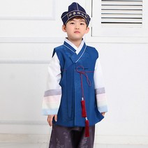 [럭셔리한복] 251.예선비북청(남) _ 아동한복 남아한복 돌한복 유아 아이한복 물실크재질 색동 저고리 전통스타일