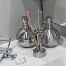 덜튼 스텐레스 칫솔꽂이 칫솔거치대 칫솔걸이 스텐칫솔꽂이 홀더 플라워 빈티지, 유광