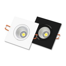 신형 포커스 COB MR16 사각 7w 3인치 매입등 다운라이트 회전 각도조절, 화이트바디(전구색)