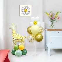 스마일 데이지 풍선꽂이(골드컨페티)+골드기린 풍선기둥