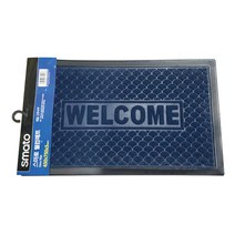 스마토 웰컴매트 WELCOME 바닥매트 발매트 현관 쿠션 출입구 업소용 발판, 마린블루, 1개