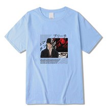 명패디자인 Anime Bleach 구로 사키 Ichigo 하라주쿠 웃긴 만화 프린트 여름 코튼 반팔 3451304419, S, blue