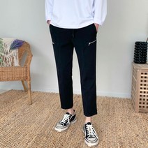 모룸 사이드 지퍼 9부 밴딩 크롭 슬랙스 M1717