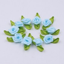 DIY 리본공예 헤어악세사리 헤어핀 헤어밴드 머리핀 헤어 장식 리본 미니 새틴 리본 꽃 실크 로즈 헤드 50, 한개옵션1, 13 light blue Rosette