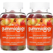 1 1 Gummiology 애플 사과 사이다 식초 구미젤리 천연 사과 맛 베지 구미젤리 90개 Apple Cider Vinegar, 1개, 기본