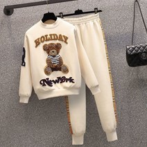 Tagi. 가을 겨울 여성 패션 맨투맨 곰 예쁜 트레이닝 상하세트 MC2029A