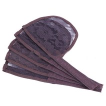 포니테일 가발 캡을 만들기 위한 5pcs 레이스 네트 굴레 없는 헤어네트 조절 가능한 스트랩, 갈색