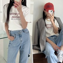 하늘바라기 여성용 페티 피치 기모 반팔티