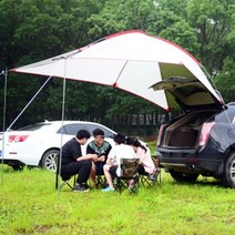 카니발 차박텐트 도킹 야외 휴대용 캠핑카 꼬리 자동 운전 투어 바베큐 다인방 비 방지 그늘 해변 캐노피 캐노피 유리 기둥 대추 빨강 내츄럴 옐로우 - 명, 유리 막대 사파이어 블루와 스카이 블루