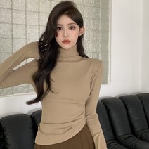폴라 슬림핏 긴팔 니트 레이스 이너