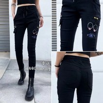 레츠걸 겨울 기모 여성 스판 밴딩 배기 팬츠 여자 빅사이즈 편한 인생 캐릭터 블랙 검정 따뜻한 9부 긴 바지