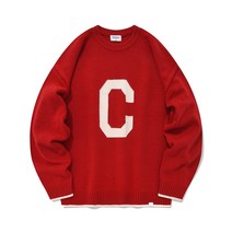 커버낫 램스울 C 로고 크루넥 니트 레드