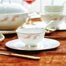 식기 세트 도자기 접시 경량 고급 중식 레스토랑 신혼, 표준 모델 10인용