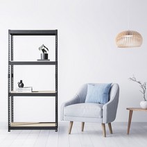 스피드랙 철제선반 조립식 앵글 4단 800 x 500 x 1350, 블랙, 9mm 양면코팅 보드