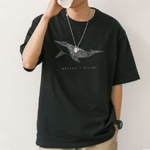 5부 오버핏 반팔티 남녀공용 반팔 면 티셔츠 화이트웨일