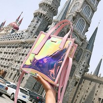 신나라-닷컴_글로시 홀로그래픽 PVC 토트 크로스 백 SM-UN-8562 패션 PVC가방 데이트룩 미니숄더 숄더 사각 홀로 홀로그램 토드_ tlsskfk