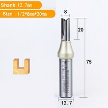 엔드밀 드릴밀 arden cnc tct 스트레이트 엔드 밀 목공 도구 카바이드 커터 12 shank router bit for mdf plywood chipboard slot, 12.7x8x20