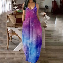Womens Tie-Dye Beach Pullover Maxi Boho Sundress 숙녀 느슨한 긴 슬립 드레스