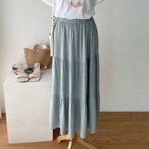 데일리 3단 프릴 주름 시원한 여름 롱스커트