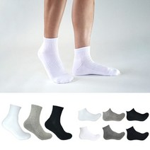 10 켤레 아르노멀 남성 여성 베이직 스포츠양말 더블쿠션 파일 스니커즈 단목 중목 세트, 02.쿠션 스포츠 단목, 08.여성용-블랙 10켤레