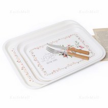 멜라민 핑크로즈 쟁반 3사이즈 사각 트레이, 특대