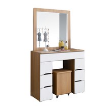 엣지퍼니처 카라 화장대 수납의자 세트, 오크화이트