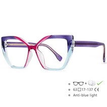 블루레이 플레이어 54585 Fashion Brand Cat Eye Square Large Frame Protection Splicing Color Ladies An, 06 Purple