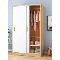 가정용 침실용 옷장 미닫이 슬라이딩 도어 코트 장롱, (라이트월넛)140cm2도어(조립)
