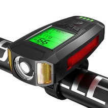 5 In 1 방수 자전거 라이트 USB 충전 자전거 라이트 자전거 컴퓨터 LCD 속도계 주행 거리계 5 모드 경적 사이클링 라이트, [04] ReCharge Black