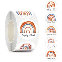 500pcs/ roll 해피 메일 스티커 5 디자인 레인보우 감사합니다 라벨 중소 기업 봉투 포장, 01 3.8cm 500pcs