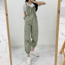티데일리 스트링 오버롤 점프 수트 여성용 조거 팬츠 멜빵 바지