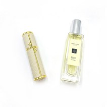 셀벨 퍼퓸팟 향수케이스 휴대용 펌핑식 충전 리필 향수공병 5ml, 천연 소가죽케이스, 화이트
