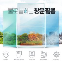 물로 붙히는 창문필름 암막시트지 썬팅지 아파트 상가 여름 필수템, 반투명 창문필름 화이트 5M